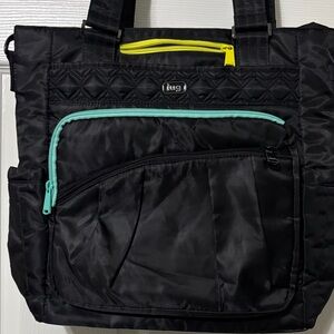 Lug Ace Tote in Midnight Black with Neon Trim